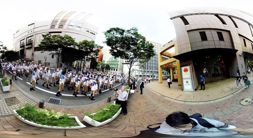 博多山笠を360°動画で体験できるVRシステム