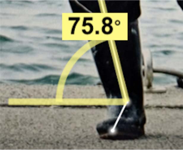 例：足首-膝・水平線の角度